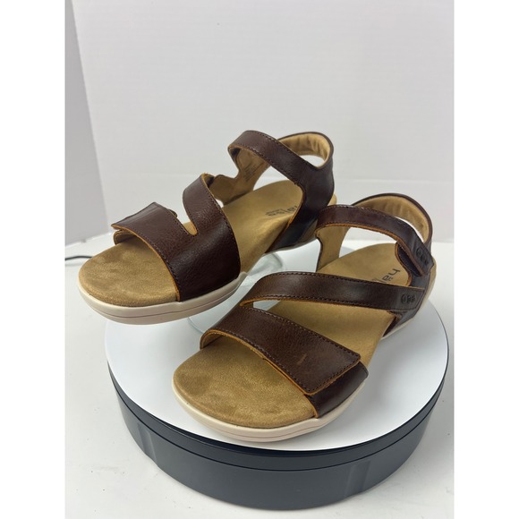 Halsa Denia Brown Leather Comfortable Arch Support Orthopedic Sandals Women 8W - Picture 13 of 17